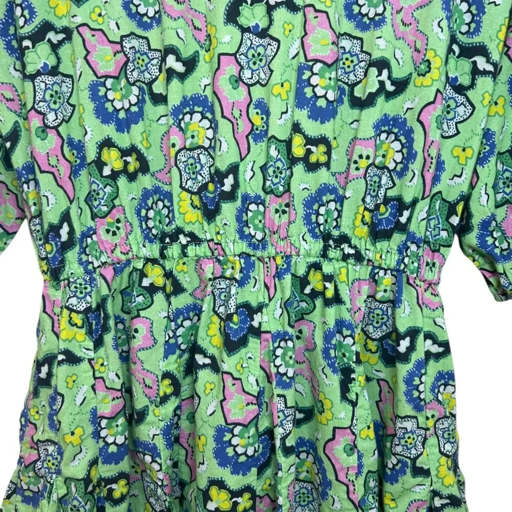 Rhode Women's 'Molly' Mini Dress Mosaic Floral Grass Flowy Open-Back Green Small - Picture 10 of 13